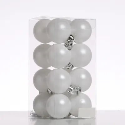 Christbaumkugel - Weihnachtsbaumkugel - bruchfest - D: 4cm - matt - weiß - 16er Set