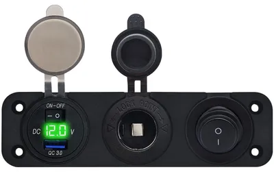 Produktbild von ProRide 12V USB-Lader 1x Port 5V/2,4A, 3-fach-Panel, Zig.-Buchse & Schalter
