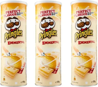 Produktbild von 3x Pringles Emmental Knabbergebäck mit Emmental Kase Geschmack Chips 175g