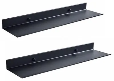 Produktbild von Wandmontiertes Metallregal, schwarz, 40 cm, rostfrei, zweiteilig