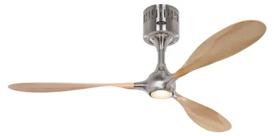Image de Ventilateur de plafond avec éclairage et télécommande Helico Paddel Chrome / Hêtre