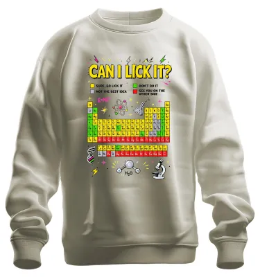 Produktbild von Can I Lick It Science Chemistry Periodic Statement Sarkasmus Sweatshirt Pullover, Natur, XL