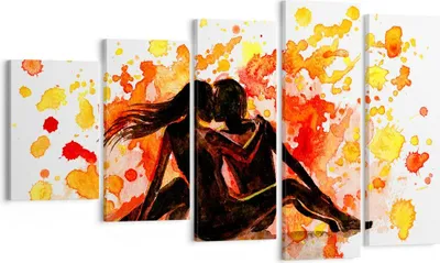 Produktbild von Bild auf Leinwand - Leinwandbild - Paar Kuss Mehrfarbig Flitterwochen - 100x60cm - Wand Bild - Wanddeko - Leinwanddruck - Bilder - Kunstdruck - Leinwand bilder - Wandkunst - EG100x60-2990