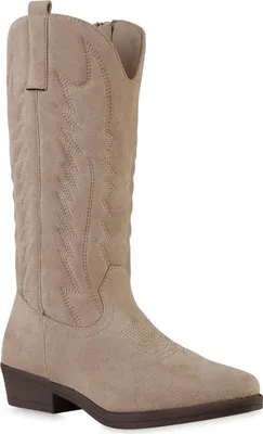 Produktbild von VAN HILL Damen Leicht Gefütterte Cowboystiefel Stiefel Stickereien Schuhe 839875, Farbe: Beige, Größe: 37
