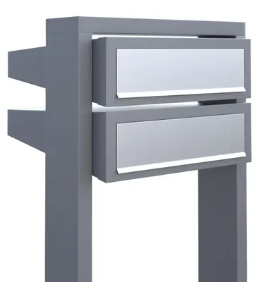 Produktbild von Briefkastenanlage Stairs for Two in Grau Metallic mit Edelstahlklappe