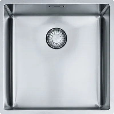 A top-down view of a stainless steel kitchen sink.