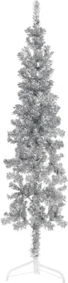 Image de The Living Store Demi-sapin de Noël artificiel Support élancé Argenté 150 cm