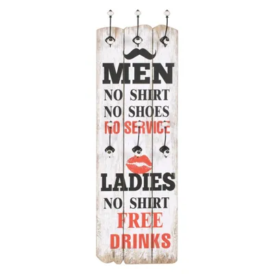 Produktbild von vidaXL Wandgarderobe mit 6 Haken 120 x 40 cm "MEN LADIES"