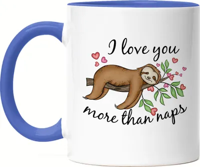Produktbild von I Love You More Than Naps Tasse Blau Faultier Ich Liebe Dich Geschenkidee Paar Couple Freundin Freund Valentinstag