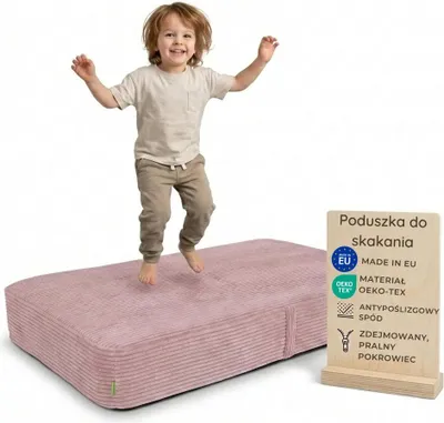 Zdjęcie produktu dla Pillows24 – Poduszka do skakania dla dzieci | 70x110x17 cm | Trampolina domowa dla dzieci ze sprężynami i pianką | Zdejmowany pokrowiec sztruksowy