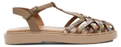 Produktbild von Sandalen Beige Echtes Leder geflochtene Riemen Plateau 2 cm Absatz flexible Sohle K744204001