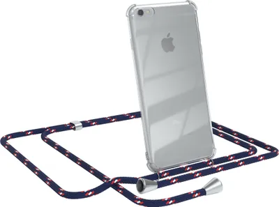 Produktbild von EAZY CASE Handykette kompatibel mit Apple iPhone 6 / 6S, Handyhülle mit Umhängeband, Handykordel, Schutzhülle Clear, Band in Blau