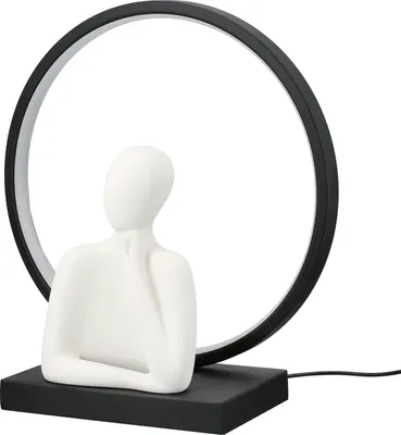 Immagine prodotto di Gilde Dekoobjekt (LED), Person, "Rodin", Eisen, Keramik, weiß, , L. 12 cm, H. 32,5 cm, D. 30 cm  55775