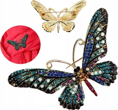 Immagine prodotto di Elegante spilla a farfalla con zirconi colorati, gioielli in lega, 7,8 cm * 4 cm