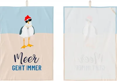 Produktbild von maritimes Geschirrtuch Meerfreunde mit Möwe 50x70cm Geschenk für Dich