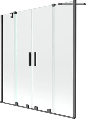 Produktbild von Mexen Velar Duo Badewannenwand 2-flügelig verschiebbar 140 x 150 cm, transparent, Gun Metal - 896-140-000-02-95