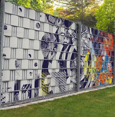 Produktbild von Sichtschutzstreifen Straßenmalerei Sichtschutz Garten Zaun - Teil1 - 9 Streifen - 250x180cm
