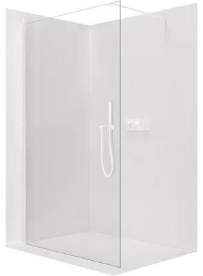 Obrázok produktu pre Sprchová zástená Walk-in Onyx Cube L/P - 8 mm - hranatá nosná konštrukcia - biela matná, priehľadné sklo - 50x200 cm