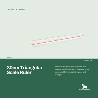 Immagine prodotto di InAndOutdoorMatch - Righello Schaalliniaal - Righello triangolare - 30 cm