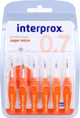 Productafbeelding van Interprox, super micro oranje, interdentale borsteltjes, blisterverpakking, 6 stuks. ZBU