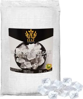 Produktbild von HAF Weiße Salzbrocken 25 kg | Grobe Steinsalz Brocken ohne Zusätze und naturbelassen aus der Salt Range in Pakistan | Salzsteine | Solebrocken