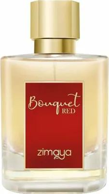 A bottle of Zimaya Bouquet Red Eau de Parfum is shown against a white background.
