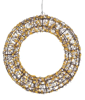 Productafbeelding van Classic warm 500 Micro-LED verlichte krans frame zwart dia 38 cm Lumineo