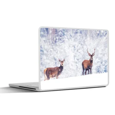 Produktbild von MuchoWow® Laptop Aufkleber Sticker Cover Hirsche - Tiere - Schnee 30x21 cm - Sticker für Laptop - Selbstklebend