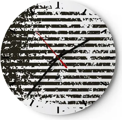 Produktbild von Wanduhr - Rund - Glasuhr - Abstraktion Schwarz Gürtel - 40x40cm - Schleichendes Uhrwerk - Lautlos - zum Aufhängen bereit - Dekoration Modern - Wanddekoration aus Glas - C3AR40x40-4855