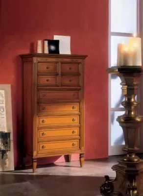 Productafbeelding van Kommode, dressoir, commode met 9 lades, klassieke hoge kast, hout, nieuw