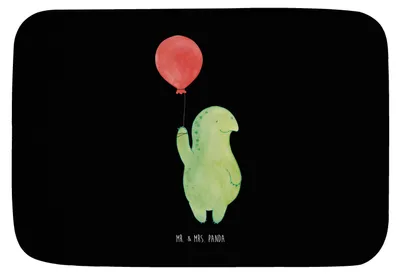 Produktbild von Mr. & Mrs. Panda Badvorleger Schildkröte Luftballon - Schwarz - Geschenk, Motivation, Badematte, Motivationsspruch, duschmatte, Jahrmarkt, Schildkröten, Badteppich