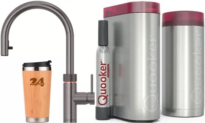 Produktbild von »QUOOKER FLEX Zugauslauf Gunmetal PVD COMBI B mit CUBE 2 *Der Wasserhahn, der alles kann! (22XGMECUBE)« (2-St) 100°C Kochendwasserhahn