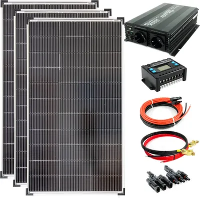 Produktbild von Komplettset 3x120 Watt Solarmodul 1070x585 NM1500 Watt Wandler 30A Laderegler Inselanlage