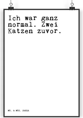 Produktbild von Mr. & Mrs. Panda Bild Ich war ganz normal.... DIN A4 - Weiß - Geschenk, Wanddeko, Katzenlady, Wandbild, verrückt, witzig, Sprüche, Kunstdruck, Spruch, Haus, Kater