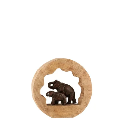 Produktbild von J-Line J-Line Figur Elefant + Kind Mangobaum - Holz - Bronze - Small
