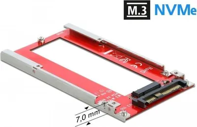 Zdjęcie produktu dla DeLOCK 64077, U.2, M.3, Czerwony, Srebrny, PC, Pasywne, 32 Gbit/s