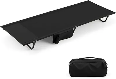 Imagen del producto de Cama de camping con bolsillo lateral, ideal para camping, viajes, playa. Cama plegable portátil, capacidad de carga de 150 kg, dimensiones 193 x 70 cm, color