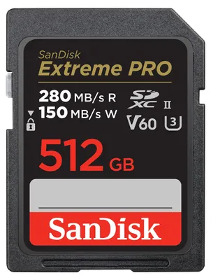 Produktbild von SanDisk SDSDXEP-512G-GN4IN, 512 GB, SDXC, Klasse 10, UHS-II, 280 MB/s, 150 MB/s