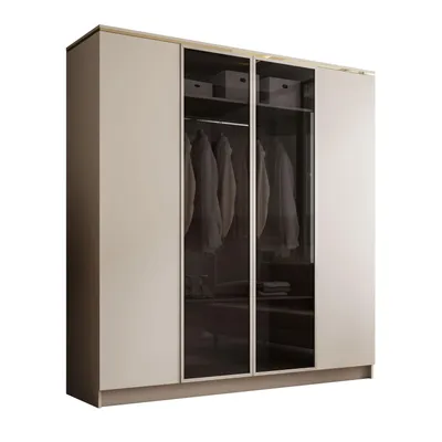 Produktbild von Viertüriger Schrank ATRIUM II mit Glasfront, Kaschmir / Kaschmir Mat, Push-to-open System