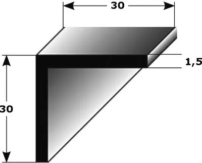 Produktbild von Winkelprofil "Aracena" als Montageprofil / Bauprofil, gleichschenklig, Silber eloxiert, aus Aluminium-1000-30 mm