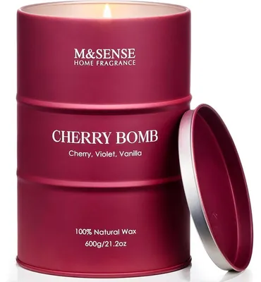 Image de Bougie parfumée "Kirschbombe" dans un pot, cire de soja, 600g, durée de combustion : 130 heures