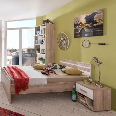 Produktbild von Jugendzimmer Set 3-teilig mit 90x200 cm Liegefläche in Eiche mit weiß CANTON-43