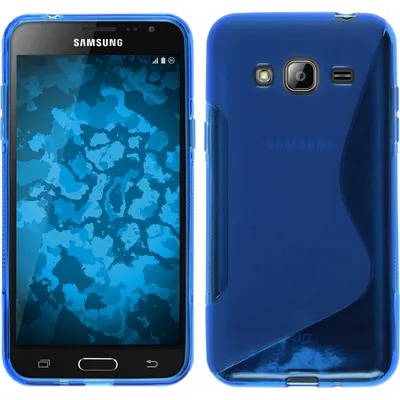 Produktbild von PhoneNatic Case kompatibel mit Samsung Galaxy J3 - blau Silikon Hülle S-Style + 2 Schutzfolien