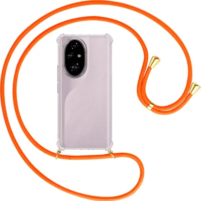 Produktbild von Handykette Backcover-Schutzhülle mit Band (Metall goldfarben) für Honor 200 Pro - neonorange