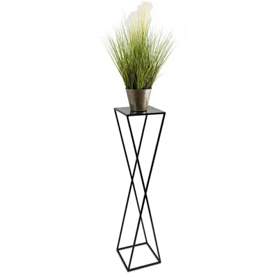 Produktbild von HowHomely Modern Pflanzenständer, Blumenhocker aus Metall Schwarz 100 cm Höhe - Blumenständer für das Haus