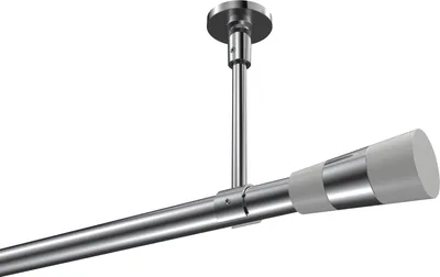 Produktbild von Interdeco Gardinenstange / Vorhangstange Chrom, Typ Sonette Tanara (Konus Bicolor) ohne Ringe, Deckenmontage, 20 mm Ø 1-läufig, 220 cm