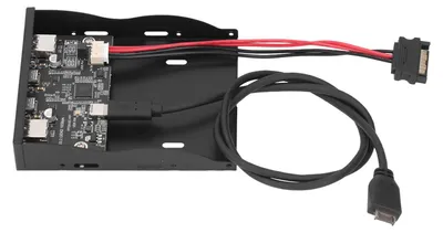 Zdjęcie produktu dla Koncentrator USB 3.2 Gen 2 na panel przedni, 10 Gb/s, 4 porty, do wnęki na stację dyskietek 3,5 cala, złącze 19-pinowe na Type-C na panel przedni