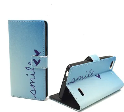 Produktbild von Handyhülle Tasche für Handy Huawei G Play Mini Schriftzug Smile Blau