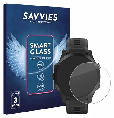 Produktbild von 3x Savvies Schutzglas Folie für Garmin Forerunner 945 9H Panzer Schutzfolie Glas Displayschutz klar transparent