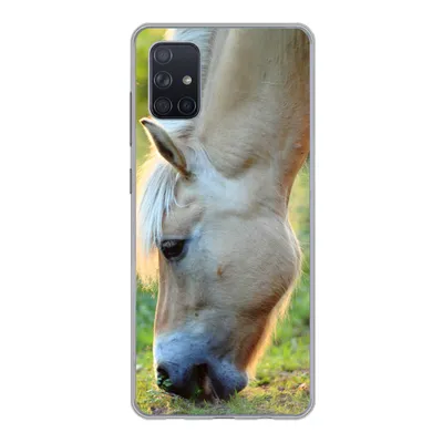 Produktbild von MuchoWow® Handyhülle Schutzhülle Hülle für Samsung Galaxy A71 Weidendes Fjordpferd an einem Sommertag Silikon Softcase Handy Hülle - Kartenbesitzer